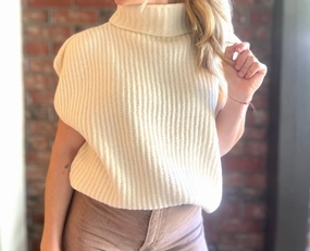 Comfortable Design Chilly Days Wear Sofia Sweater Vest In Cream