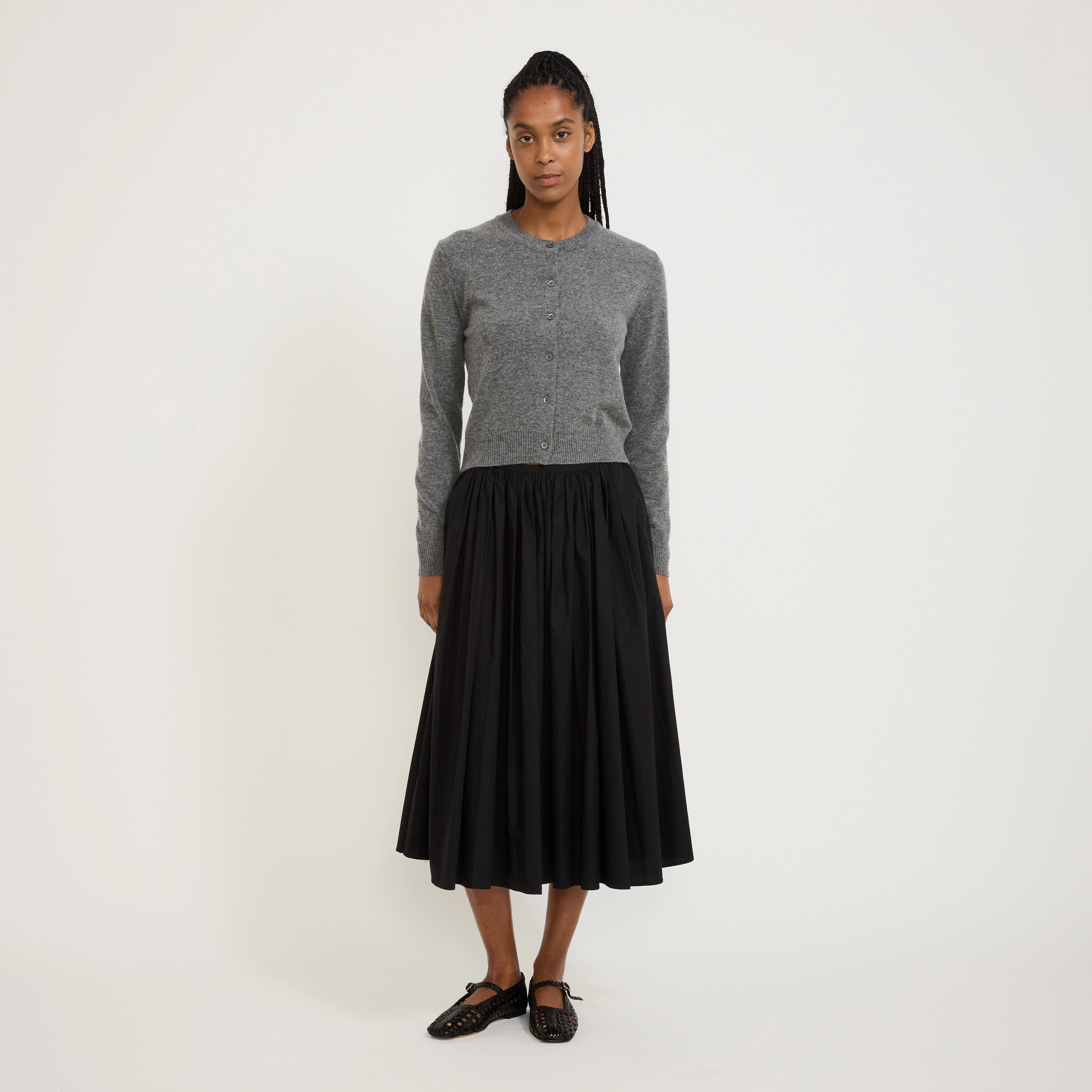 Lightweight insulation Perfectly Cozy Essential Crewneck Knit Cardigan Melange Grey