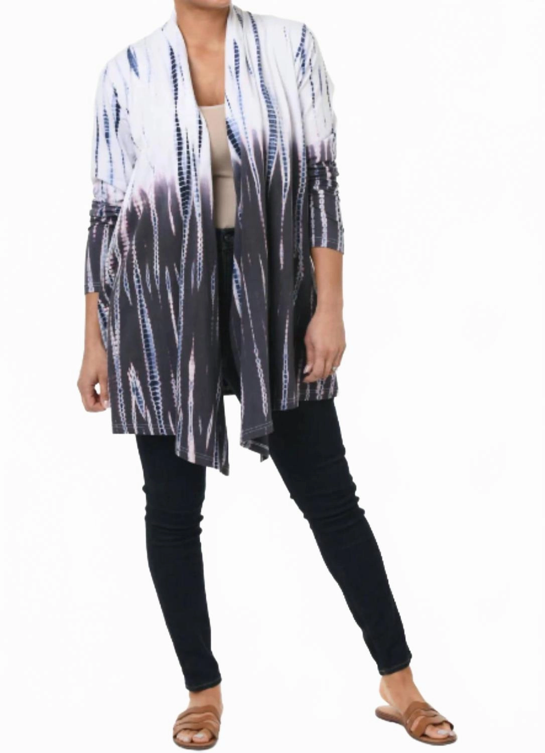 Bessie Cardigan In Barbados Blue Lightweight insulation Textured Fabric