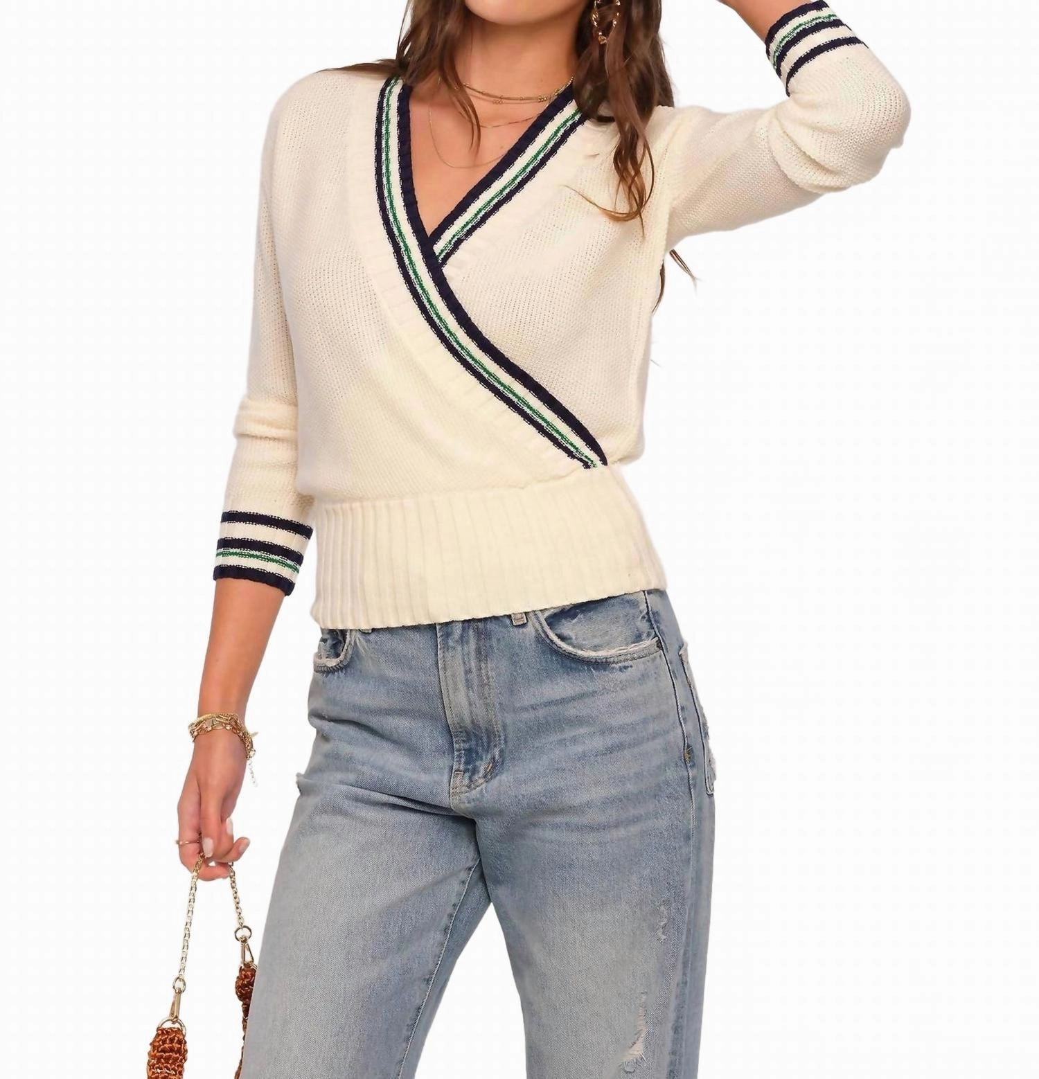 Tactile Grid Knit Kian Sweater In Eggshell