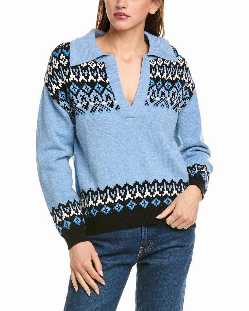 Comfy Material Knit Layers T Tahari Johhny Collar Fairisle Pullover