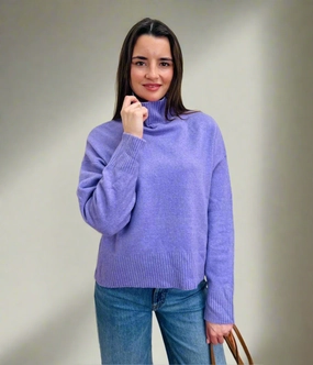 Chilly Day Comfort Cold Day Fashion Lavender Funnel Neck Jumper