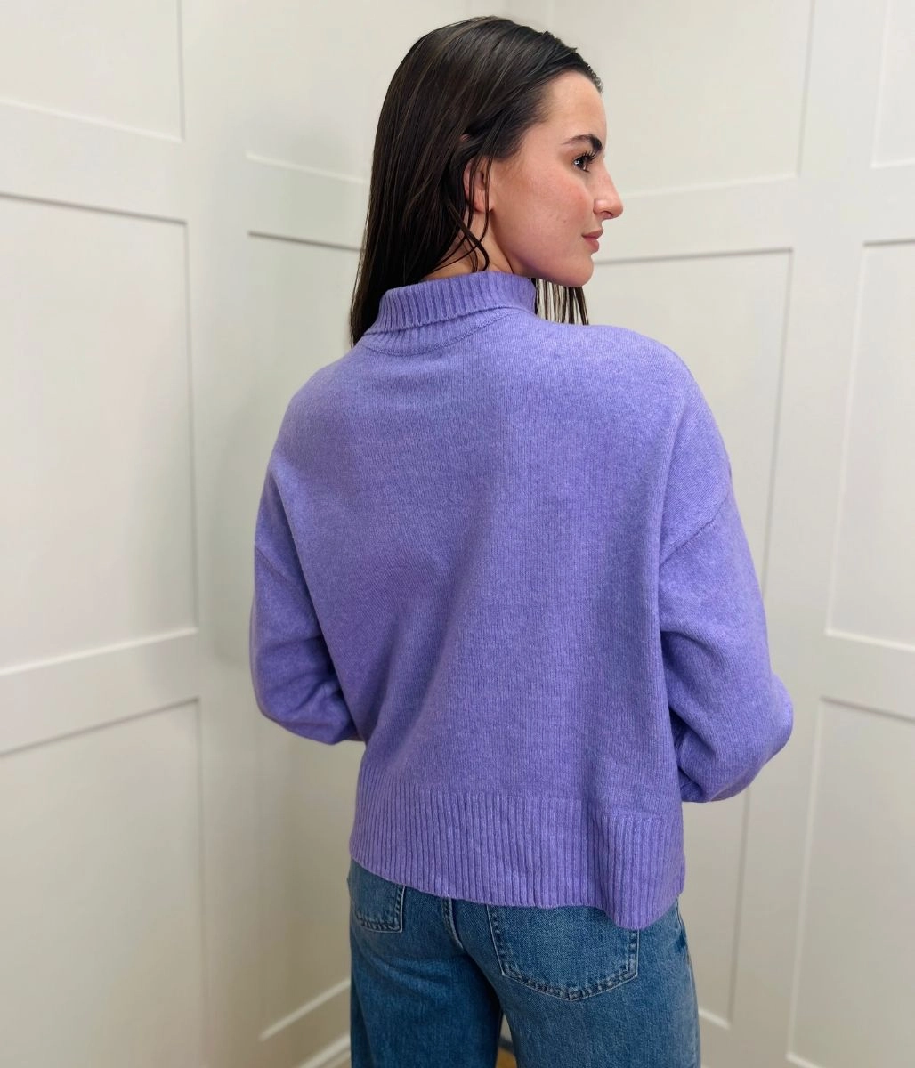 Lavender Funnel Neck Jumper Stretchable Comfort