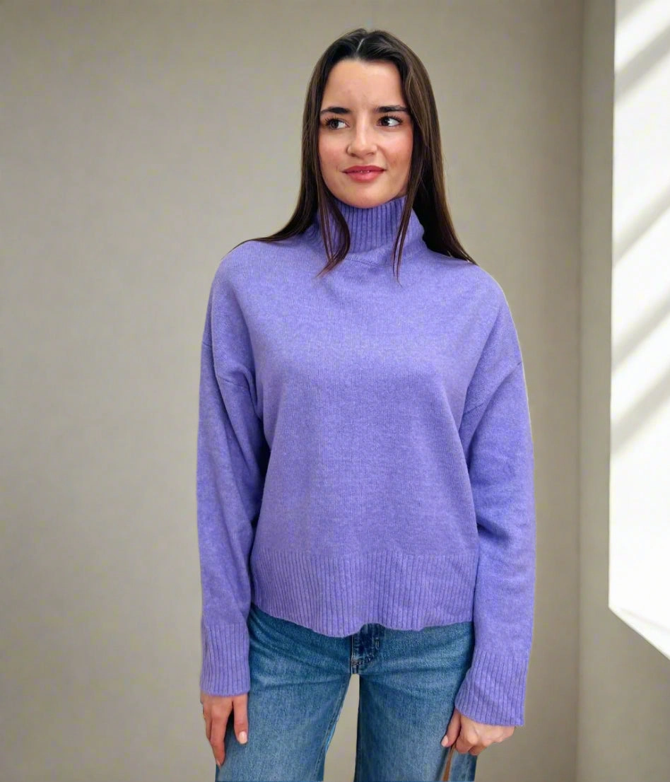 Lavender Funnel Neck Jumper Cold Weather Gear Odor Resistant Finish