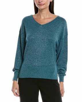 Snuggly Pieces Thermal Lining Lafayette 148 New York Wool & Silk-Blend Voluminous Sleeve V-Neck Sweater