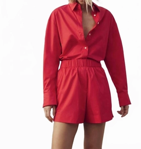Simple Comfort Everything Pullover Short In Cherry