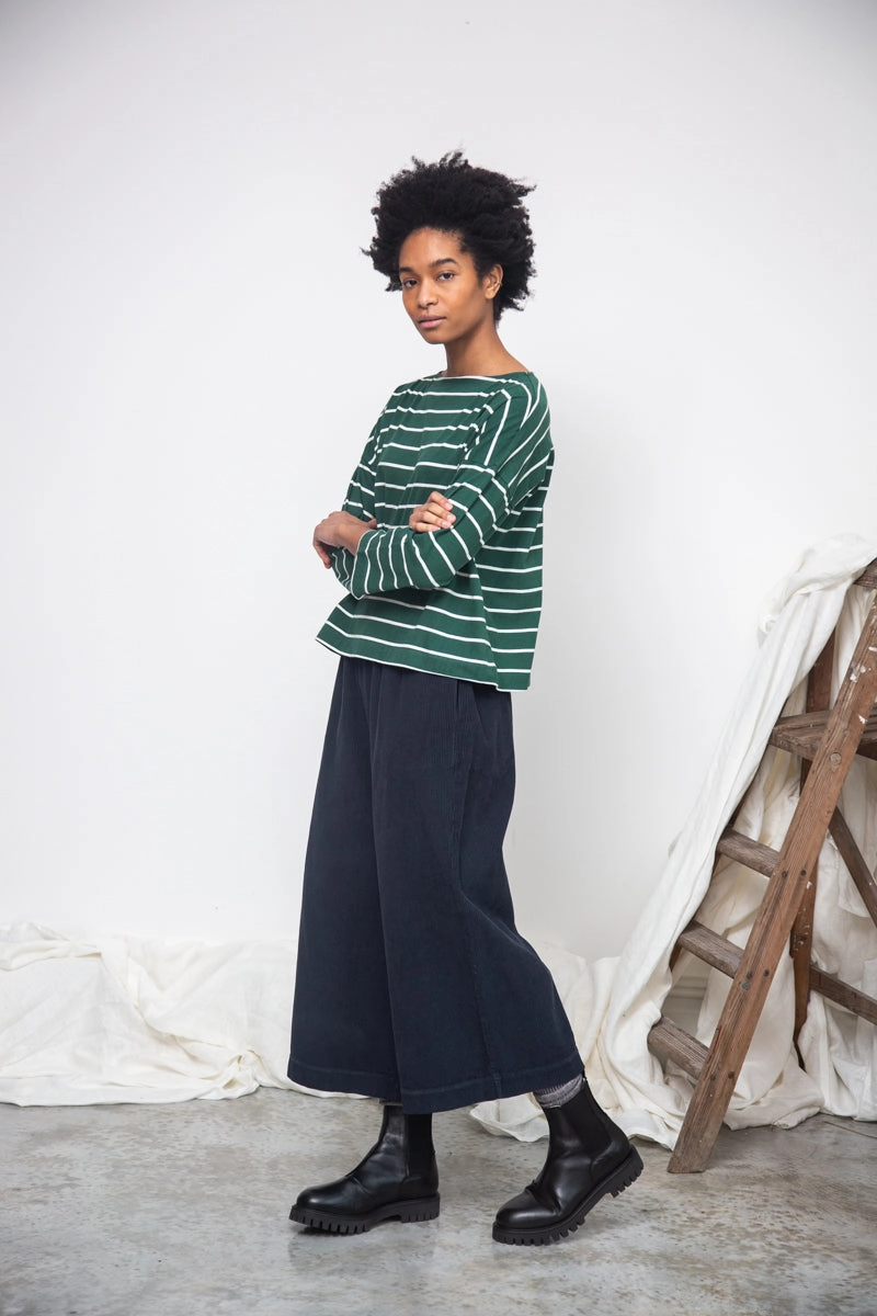 Smooth Fit Lining Comfy Waistband Evora Organic Cotton Corduroy Trousers in Night Sky Navy