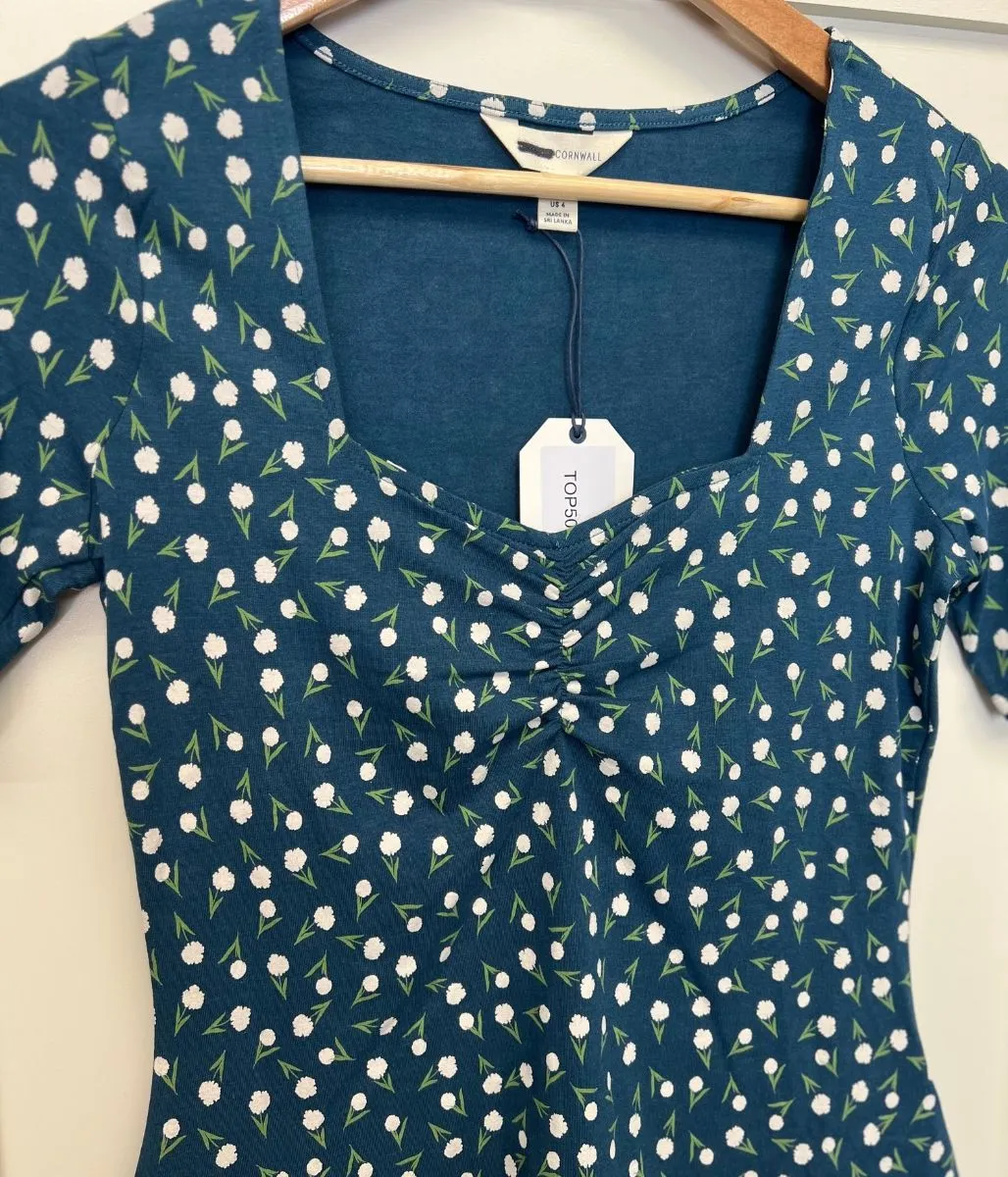 Ex Seasalt Gentle Wave Ditsy Top Durable Stitching Flatlock Seam Design