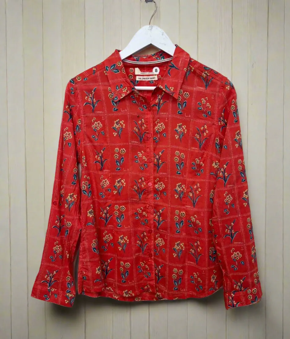 Ex Seasalt Orange Print Larissa Shirt Roll Up Sleeve Design