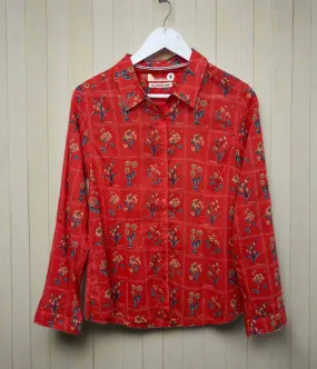 Ex Seasalt Orange Print Larissa Shirt Slim Fit Design Recycled Polyester Fabric