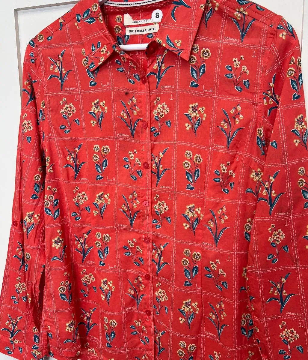 TaglessComfort Sun Protective Fabric Ex Seasalt Orange Print Larissa Shirt