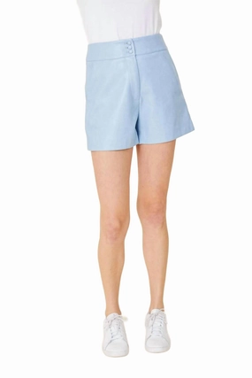 Daywear Unisex style Leather Short In Blue Bird