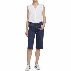 DoubleStitchedSeams Kristie 80's Womens Raw Hem Denim Bermuda Shorts