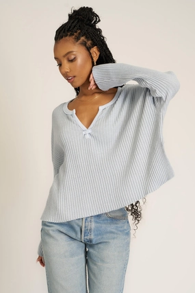 Versatile Layering Piece Getaway Notch Neck Sweater Rib Pullover