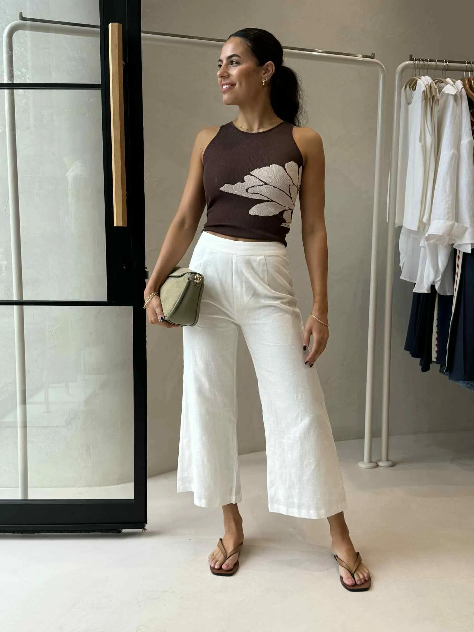 Sporty Appeal Comfortable Stretch VORTEX 3/4 LINEN PANTS