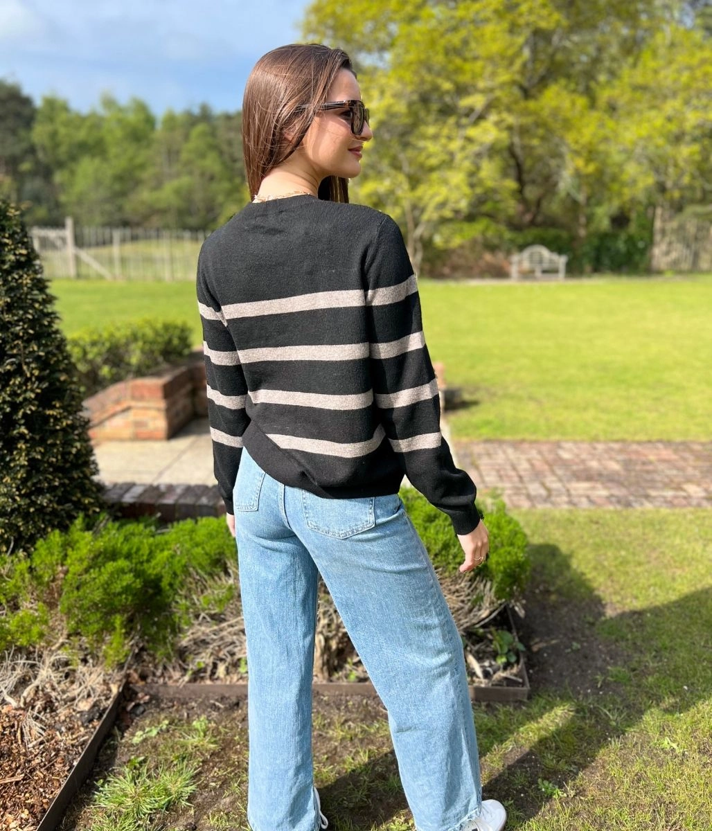 Reversible design Black Striped Classic Spring Jumper