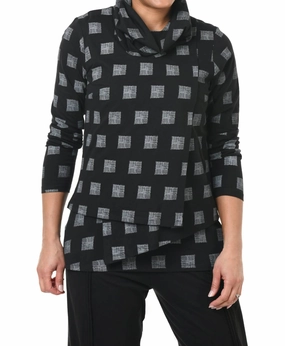 Elastic hem Trendy Design Bristol Top In Black Gray Mini Chex