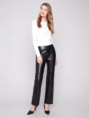 Faux Leather Pull-On Pants - Black simple design