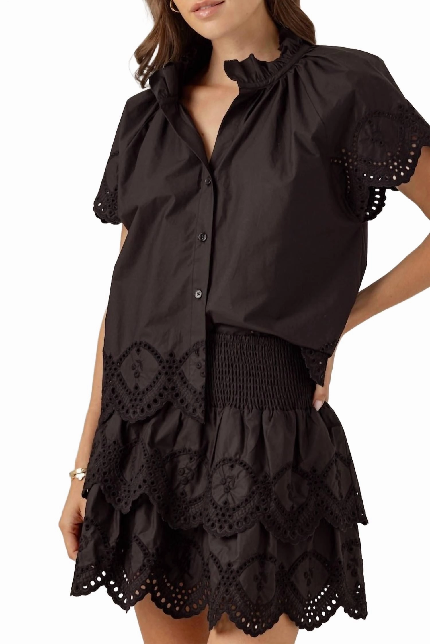 Modern Design Breathable Comfort Felice Mini Skirt In Black