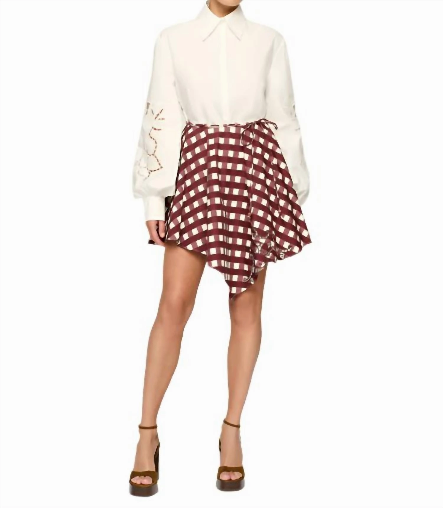 Josita Mini Skirt In Wine Picnic Light Moodboard ribbed texture