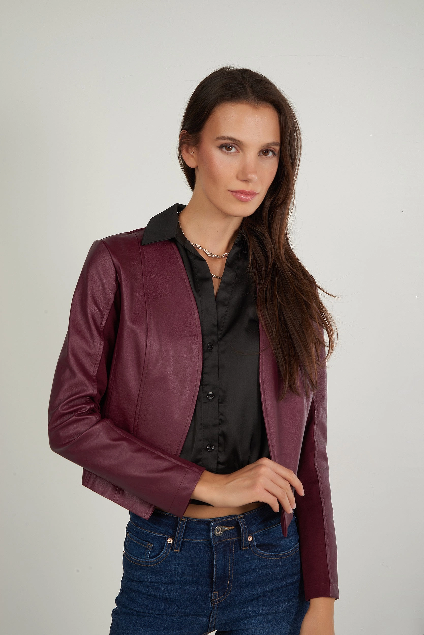Veste ouverte en faux cuir - EVELINE-F25 - (R-B19) Crisp Layer