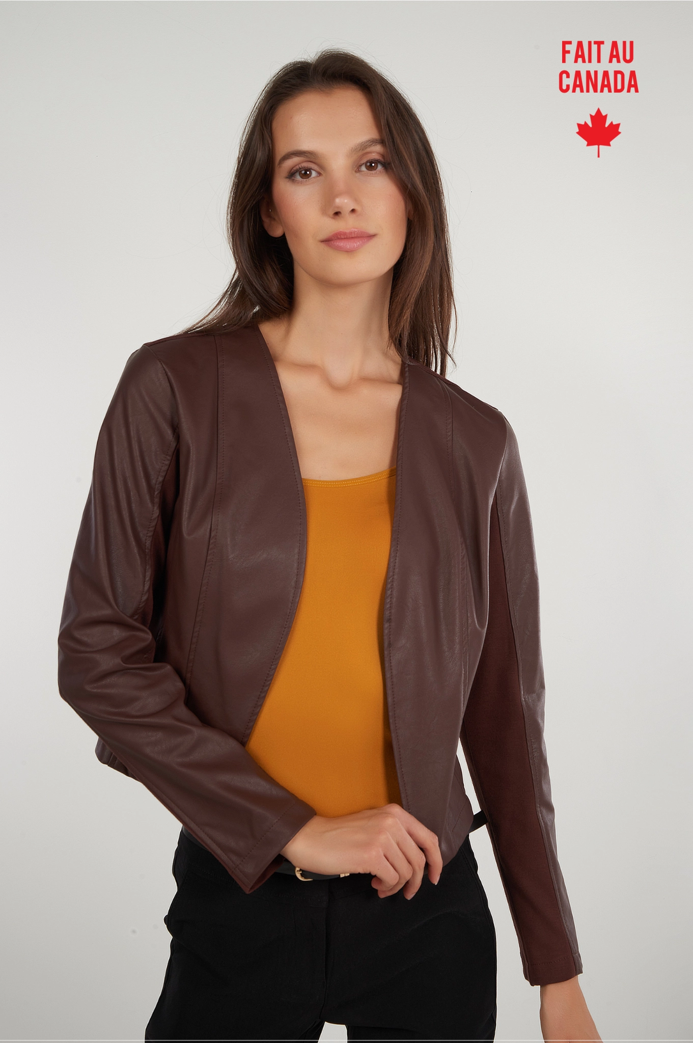 Veste ouverte en faux cuir - EVELINE-F25 - (R-B19) Wind Resistant Fabric