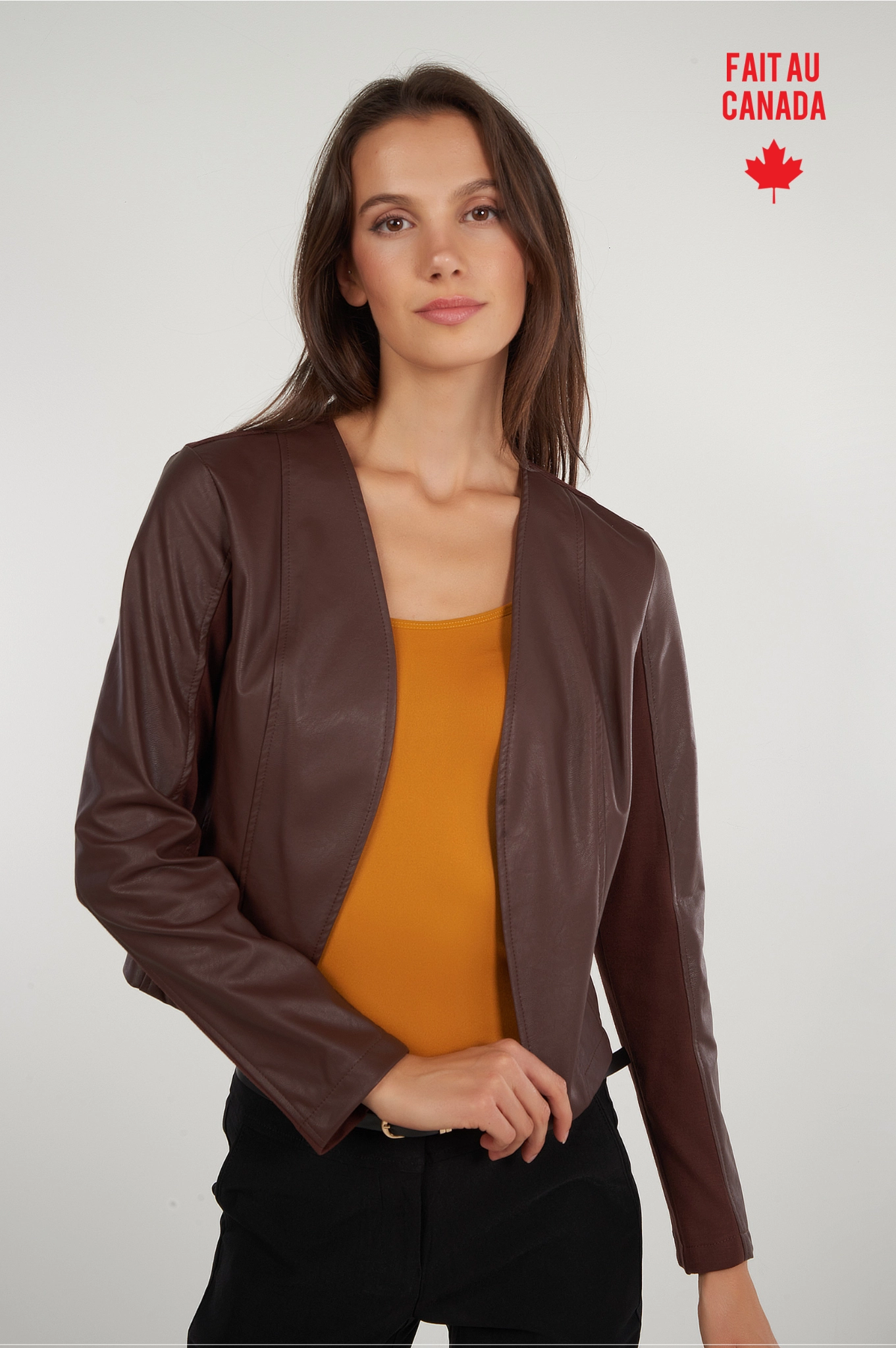 Veste ouverte en faux cuir - EVELINE-F25 - (R-B19) Durable Outer Layer nylon blend