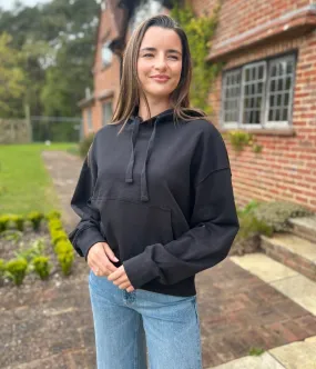 summer look Breathable Design Black Casual Luxe Hooded Top