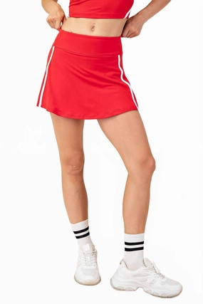 Butter Soft Skort In Red/white Biodegradable Material Option Home Style