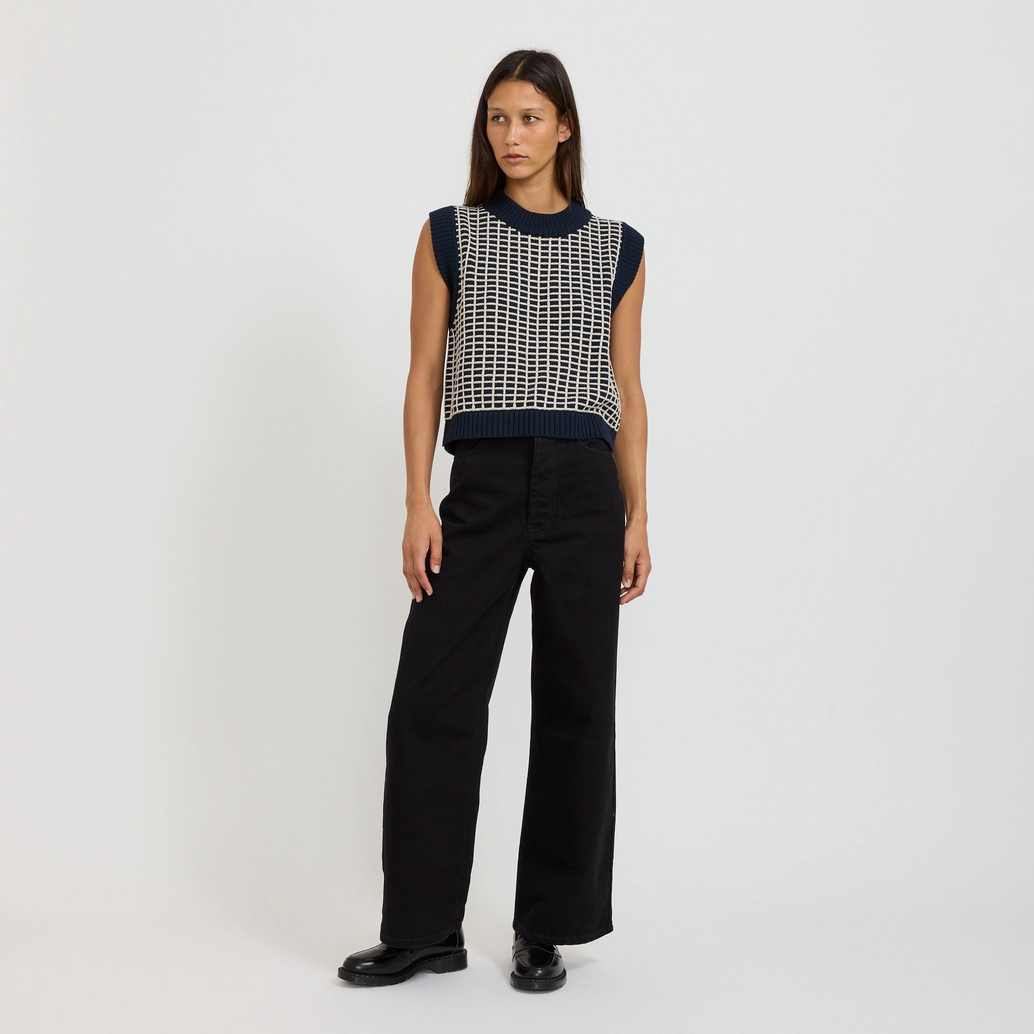 Grid Vest Navy Grid Active Fit