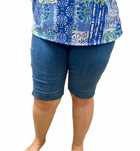 Denim Knee Short In Blue Style Basic