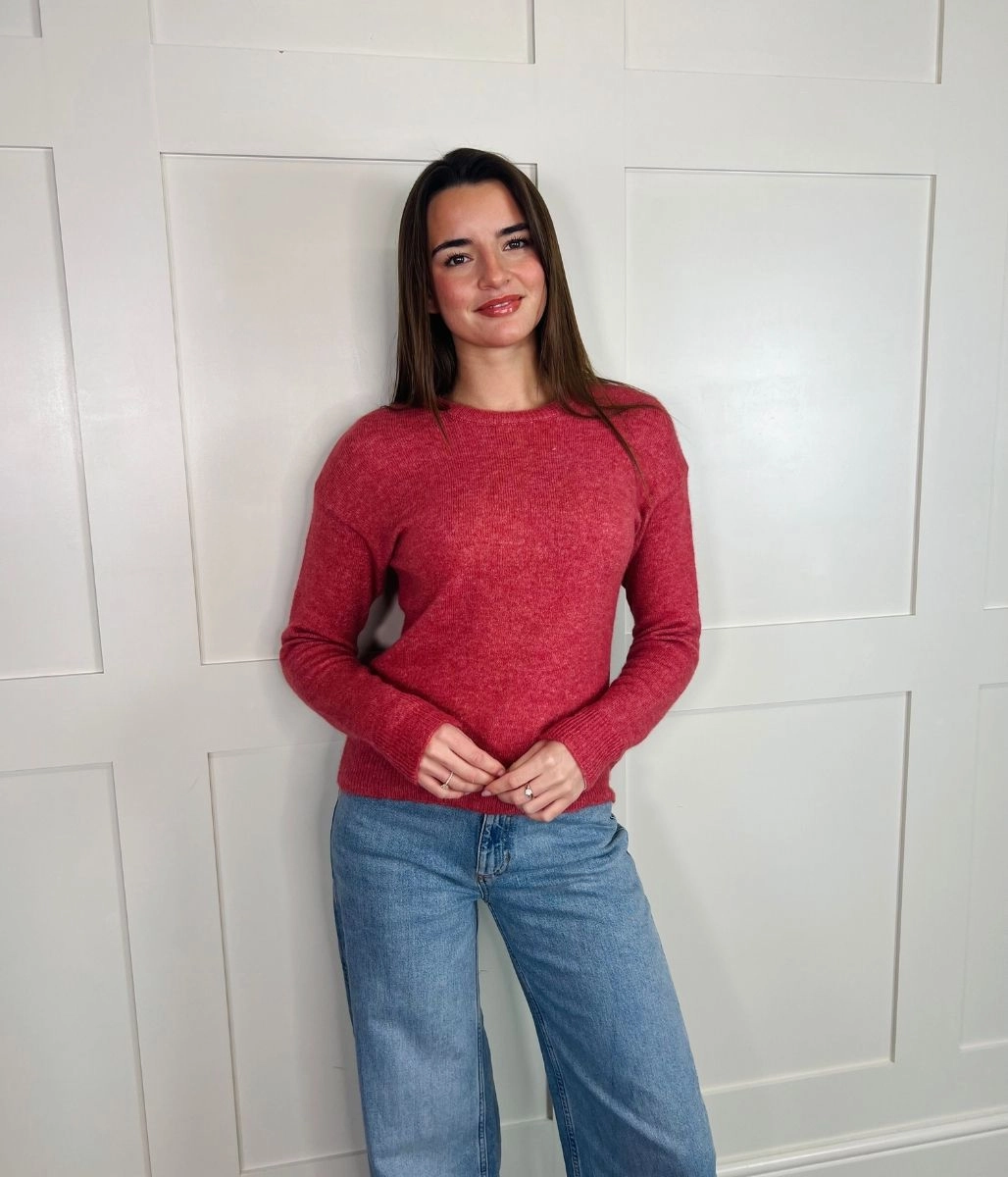 Ethical Production Knitwear Lightweight Knit Salmon Pink Wool Blend Jumper