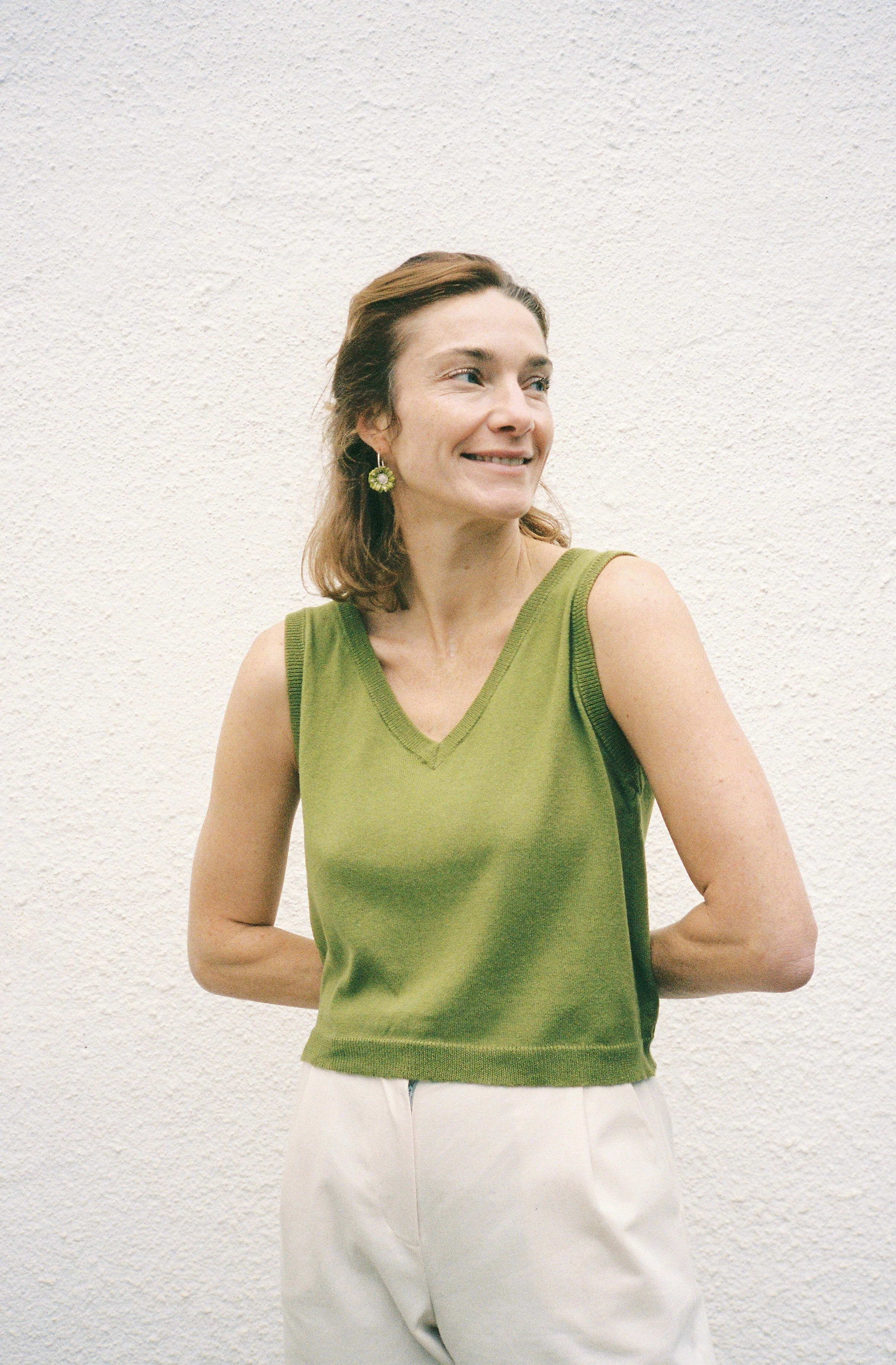 Flora Knit Top Moss Green Contemporary Look Summer Vibes