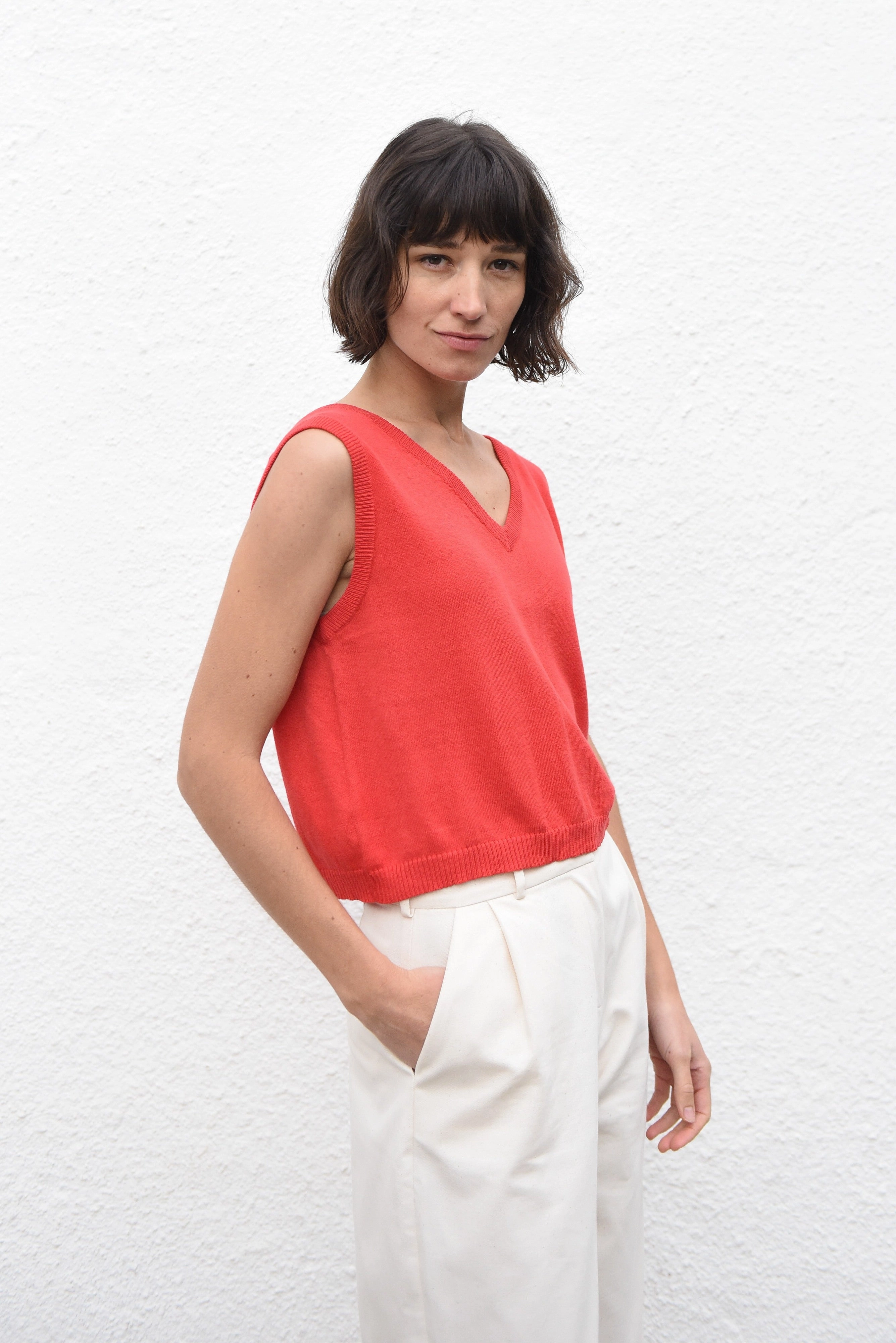 Cool Comfort Smooth Finish Flora Knit Top Poppy Red