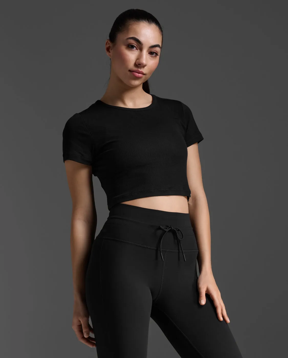 Fluid Ribbed Crop Tee Comfort Stretch Wear EasyCareFabric