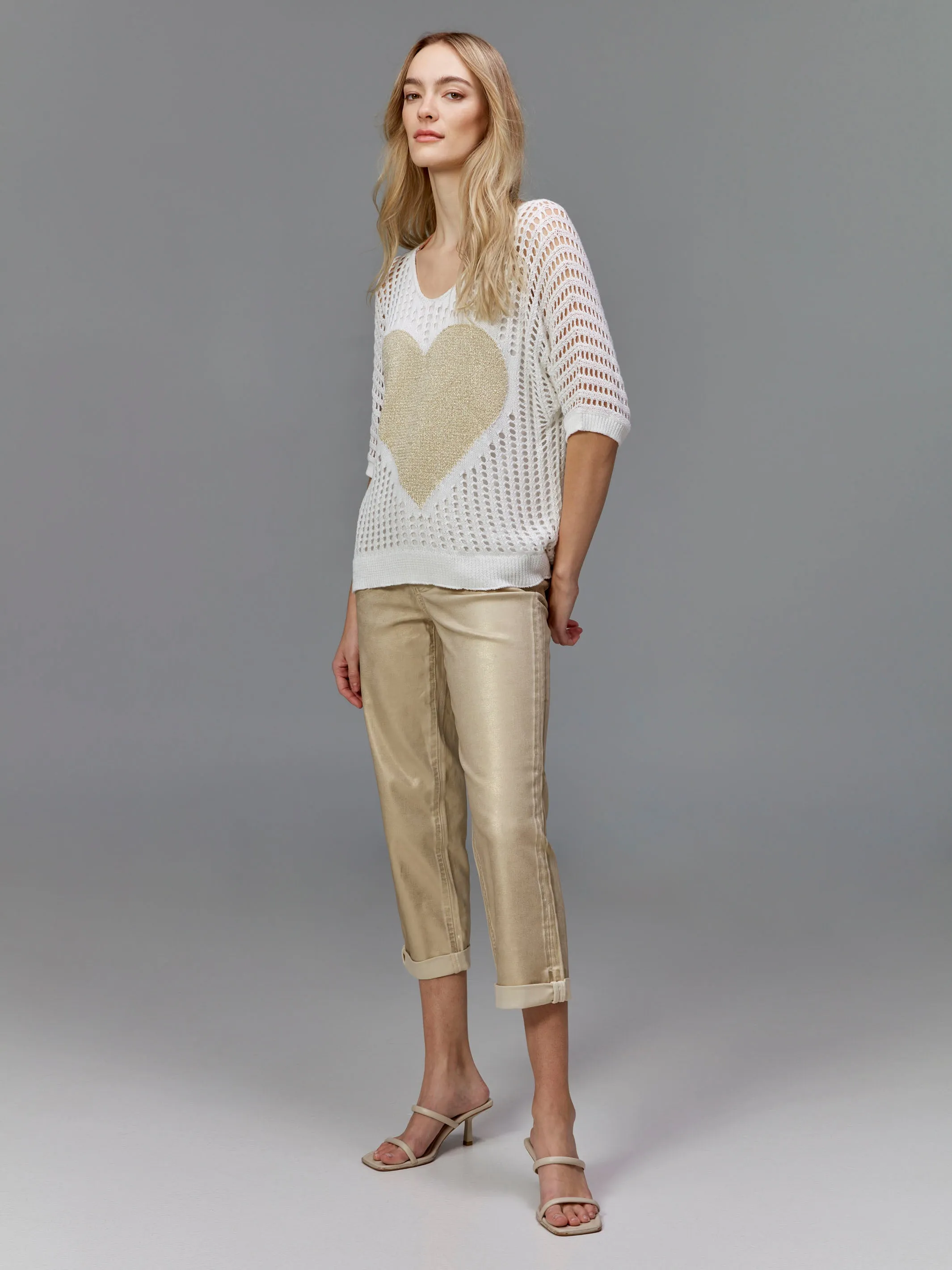 Foiled Straight Leg Pants with Cuffed Hem - Natural AbrasionGuardTape Relax Fit Wear