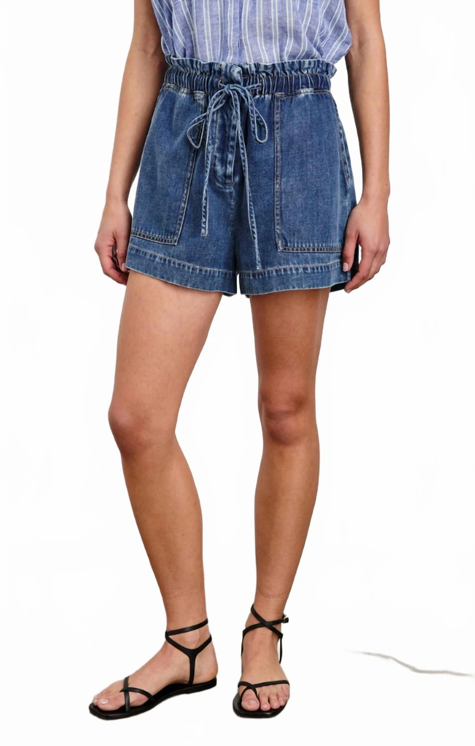 Foster High Rise Shorts In Classic Blue Sweat Resistant Coating