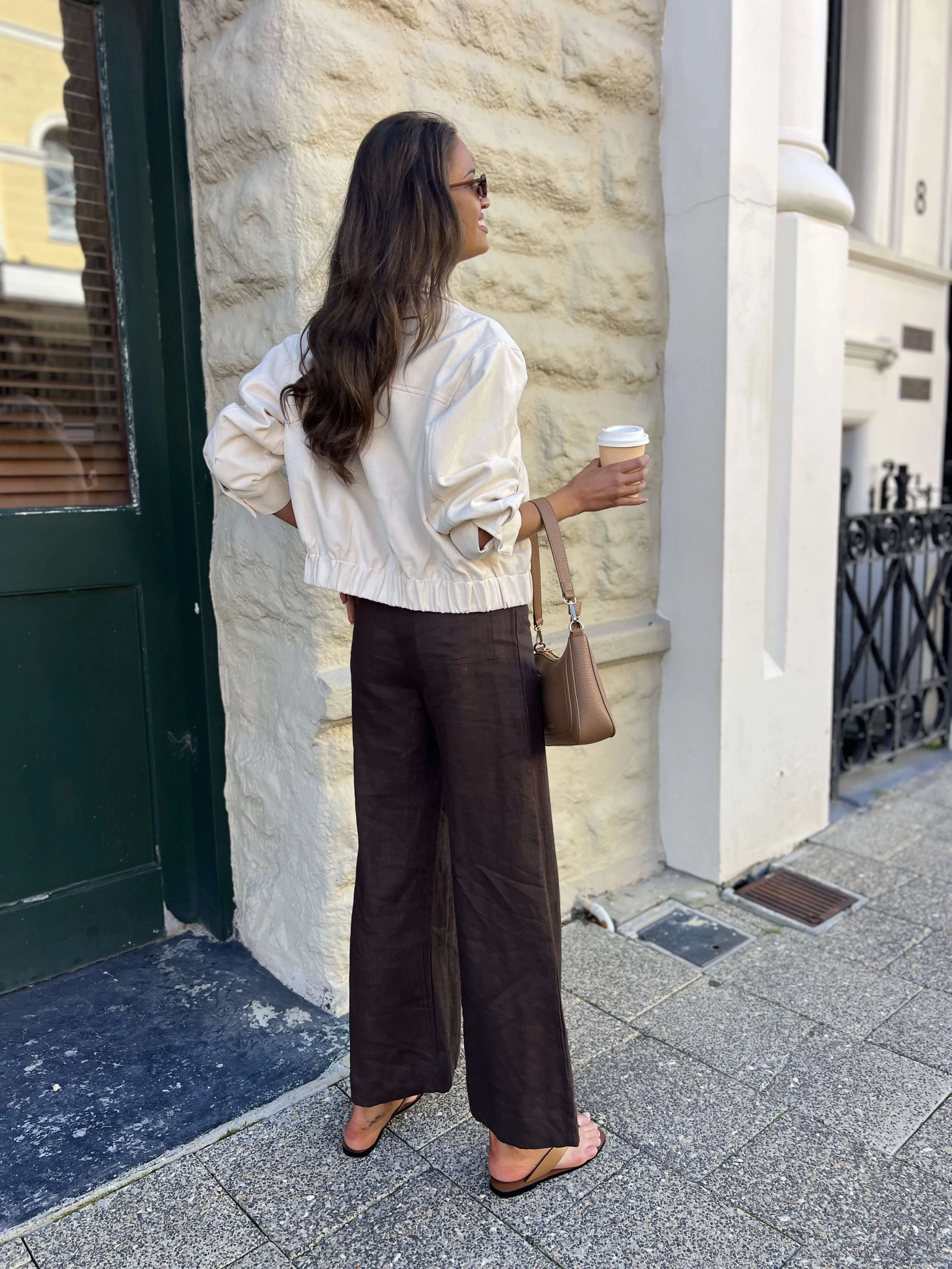 Flexible Activewear HIGH TIME LINEN PANT - BROWN