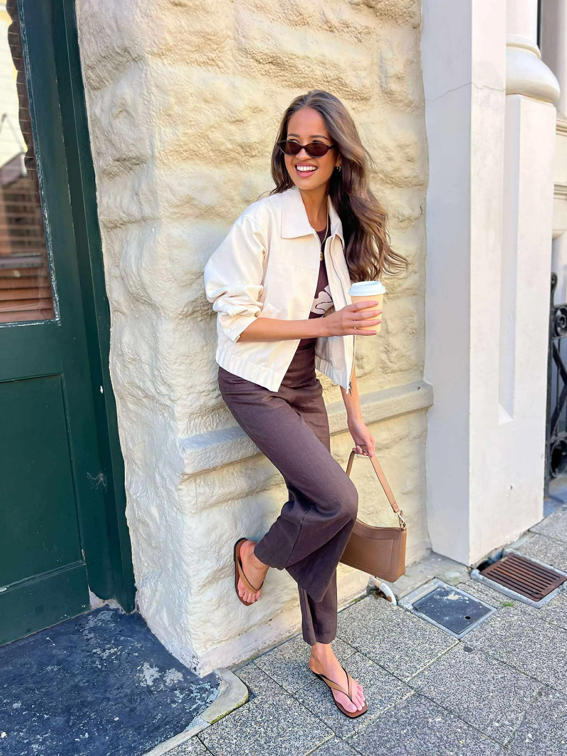 Body Shape Perfect Comfort Fit HIGH TIME LINEN PANT - BROWN