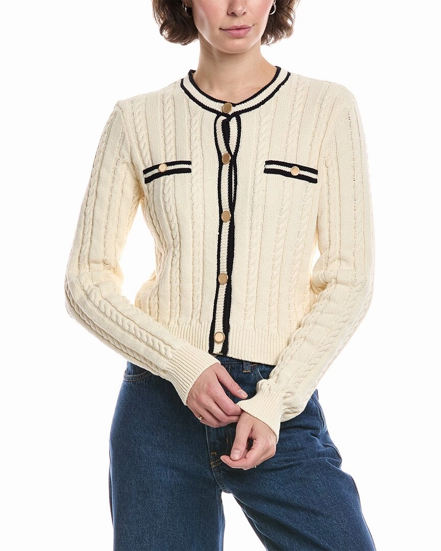 FRAME The Trimmed Cardigan Breathable Open Weave Knitted Layering