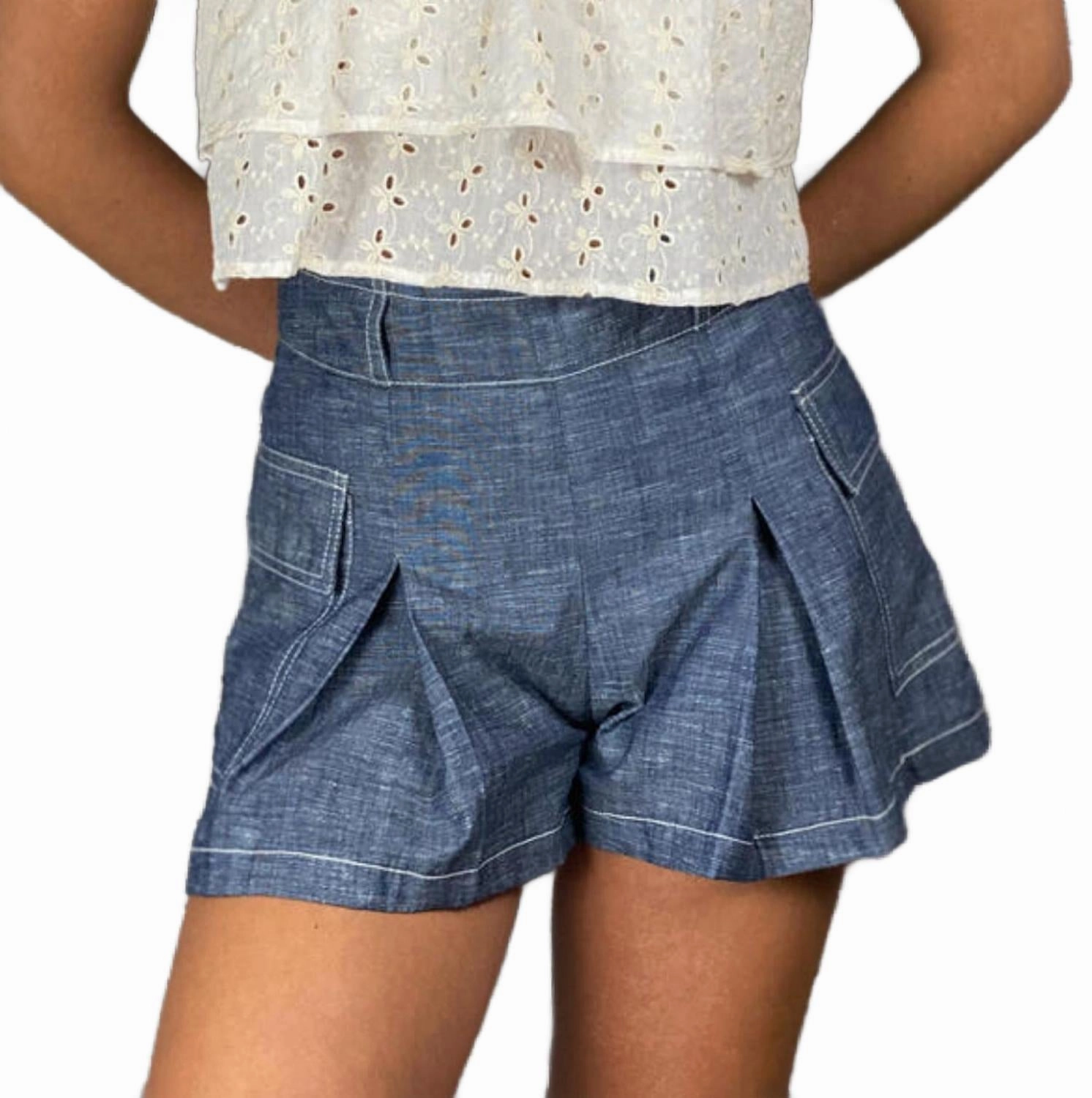 Front Pleat Short In Denim Exclusive item