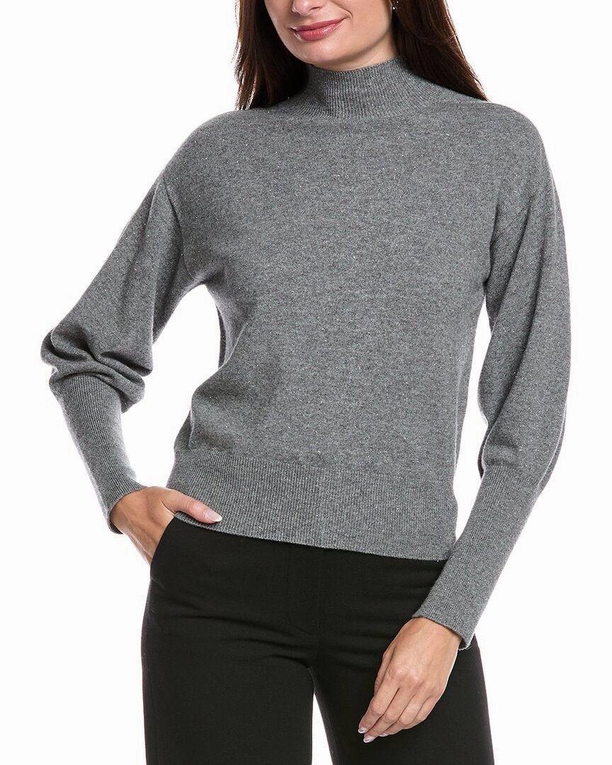 Peserico Mock Neck Wool & Cashmere-Blend Sweater Everyday Cozy Breathable Comfort