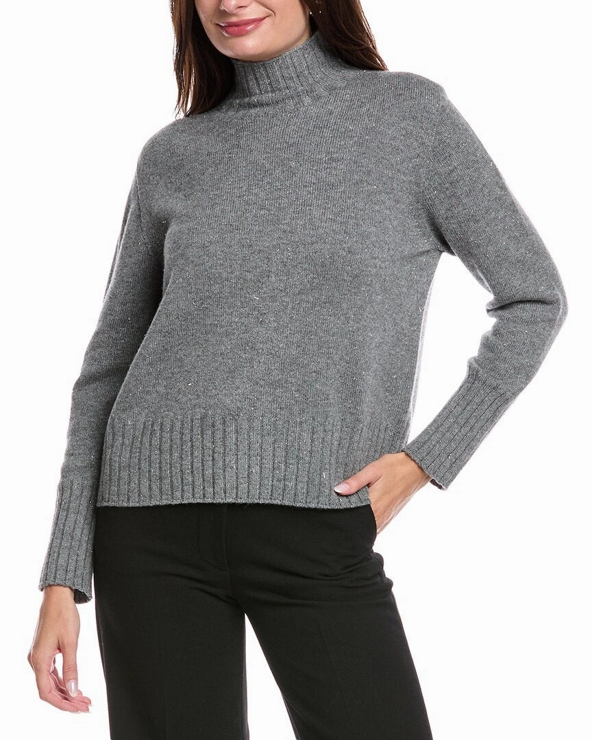 Peserico Mock Neck Wool & Cashmere-Blend Sweater Hygroscopic Fiber Blend