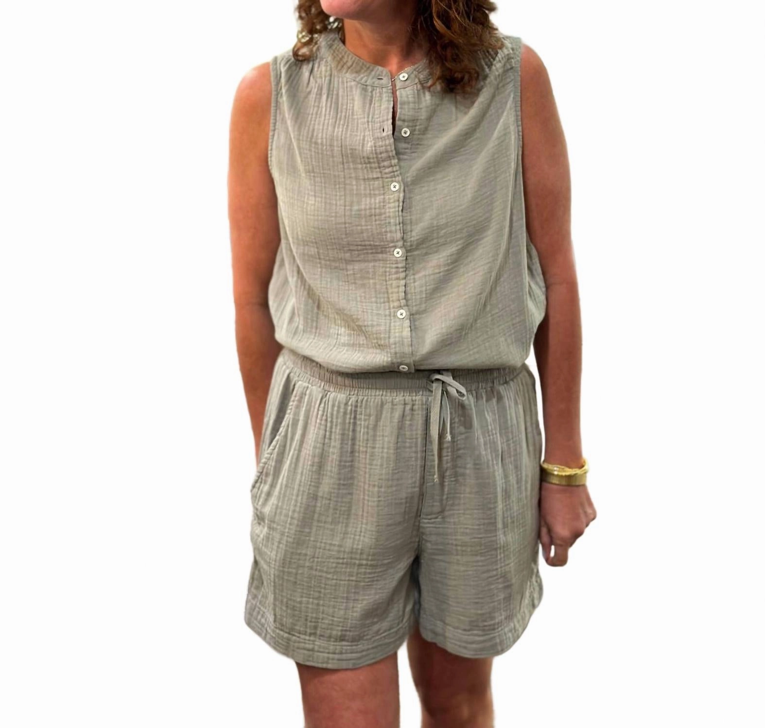 Lightweight Construction Gauze Drawstring Short In Sage