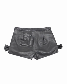 Red Valentino Shorts with Bow Details in Black Lambskin Leather Sneakers Seam Free Construction