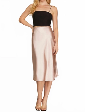 Georgina Midi Skirt In Champagne Water Repellent Finish Cuffed hem