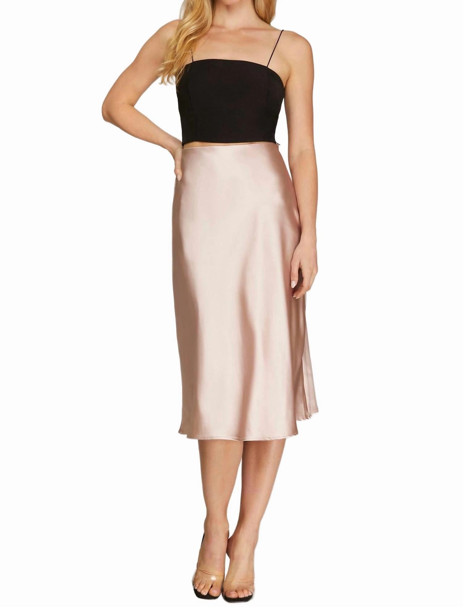 Georgina Midi Skirt In Champagne Water Repellent Finish Cuffed hem