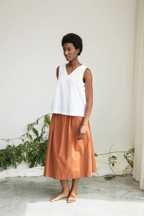Rugged Wear Roll-up style Goldie Organic Cotton Skirt in Russet