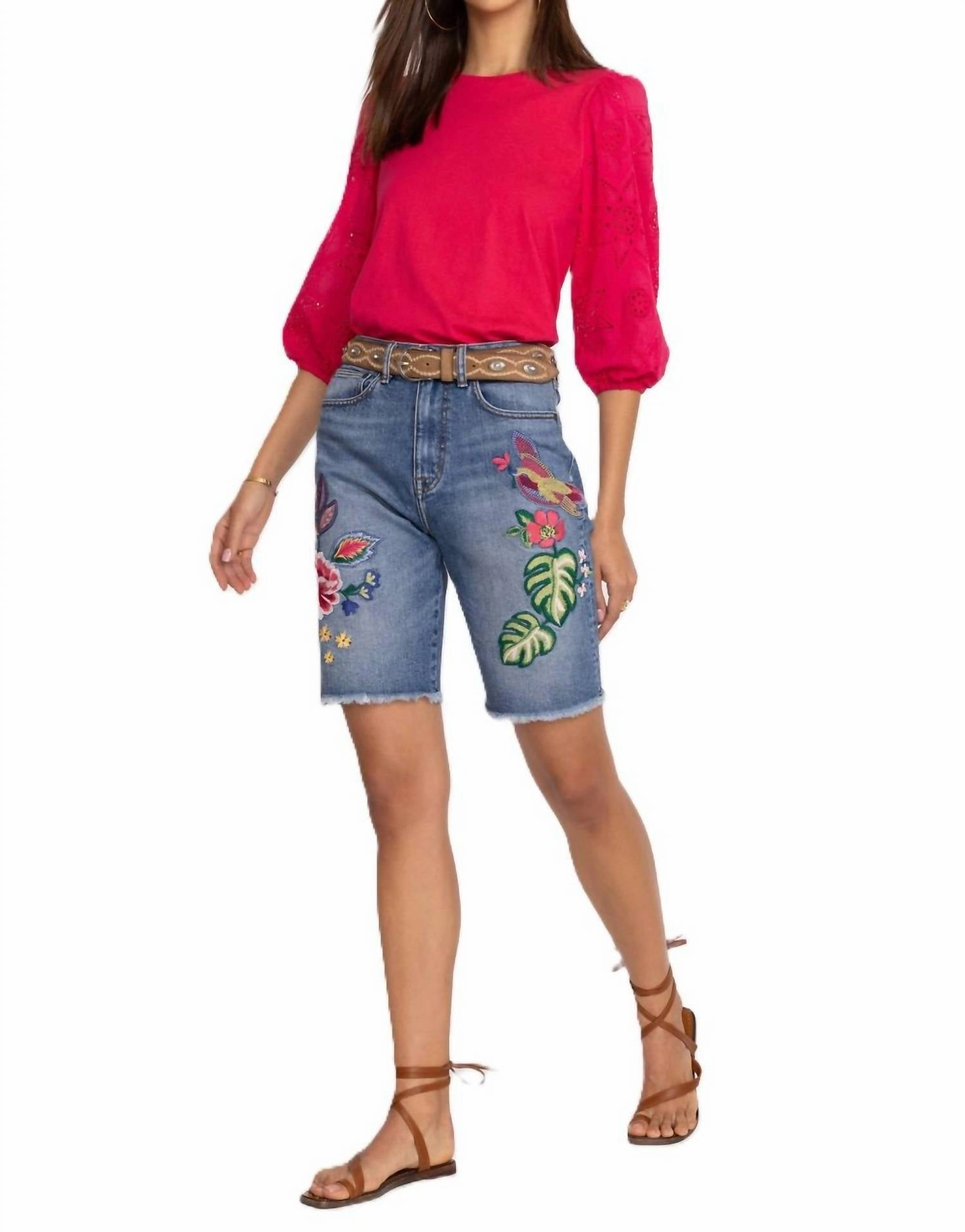 Jeanette Bermuda Short In Medium Worn Wash Athletic Shorts