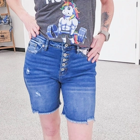 fitness industry Women's Hazel Denim Shorts In Blue Wash